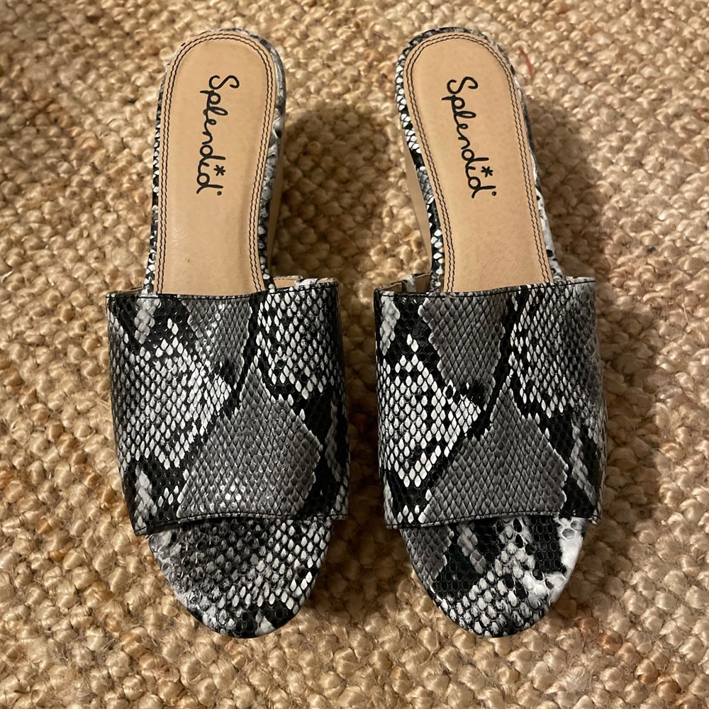 Splendid Snakeskin Platforms with Wood Heel